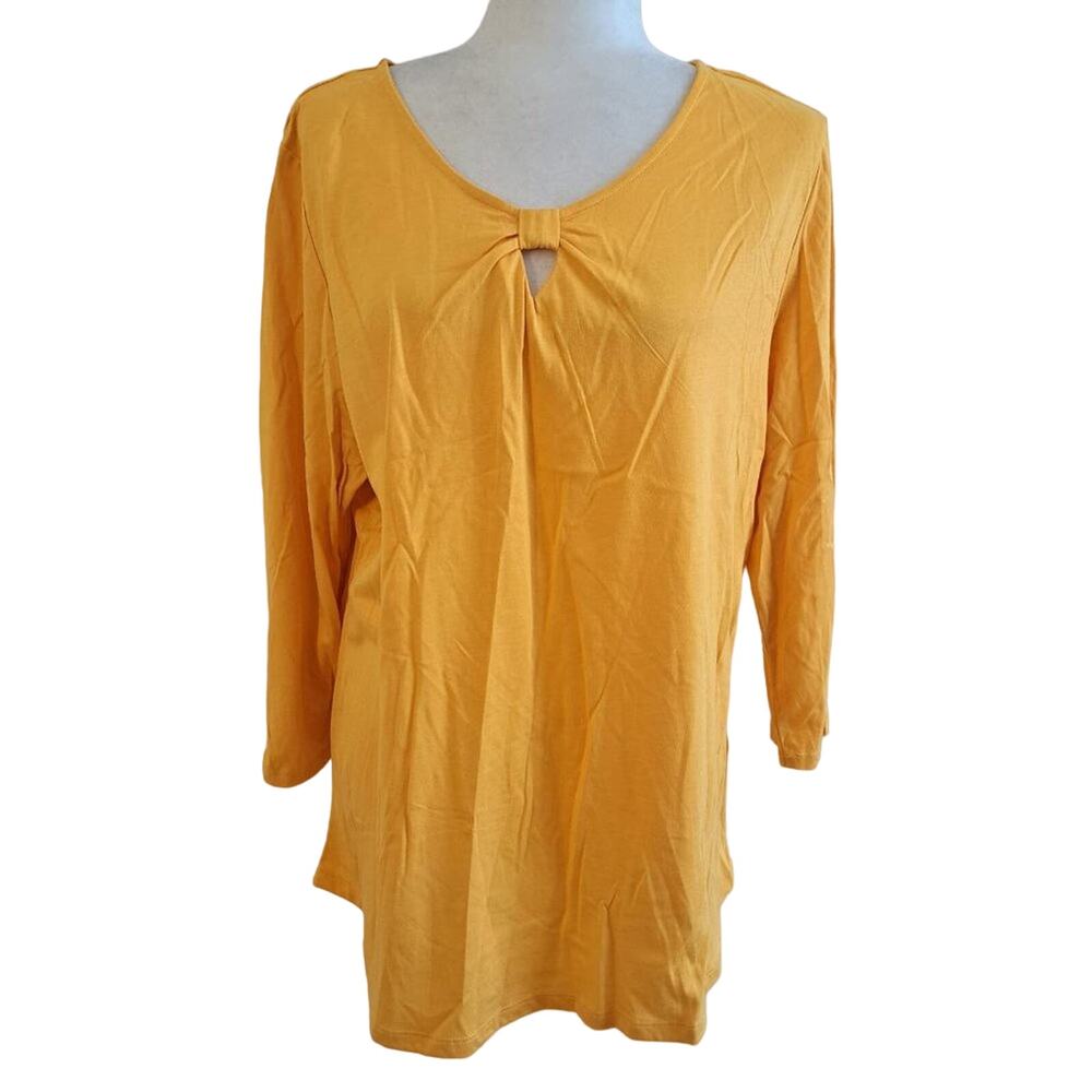 Karen Scott 3/4 Sleeves Keyhole Neck Top